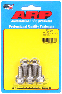 "5/16""-24 x .750 hex SS bolts" (5pcs)