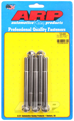 "3/8""-24 x 4.000 hex SS bolts" (5pcs)