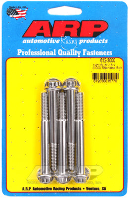 "5/16""-18 x 3.000 12pt SS bolts" (5pcs)