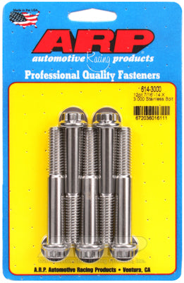 "7/16""-14 X 3.000 12pt 1/2 wrenching SS bolts" (5pcs)