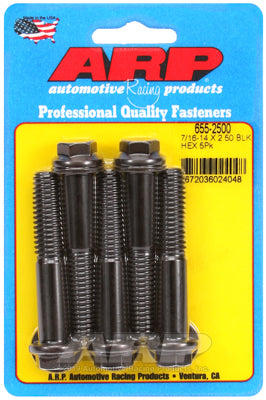 "7/16""-14 X 2.500 hex 1/2 wrenching black oxide bolts" 5pcs