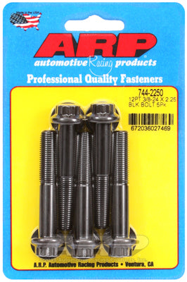 "3/8""-24 x 2.250 12pt 7/16 wrenching black oxide bolts"5pcs