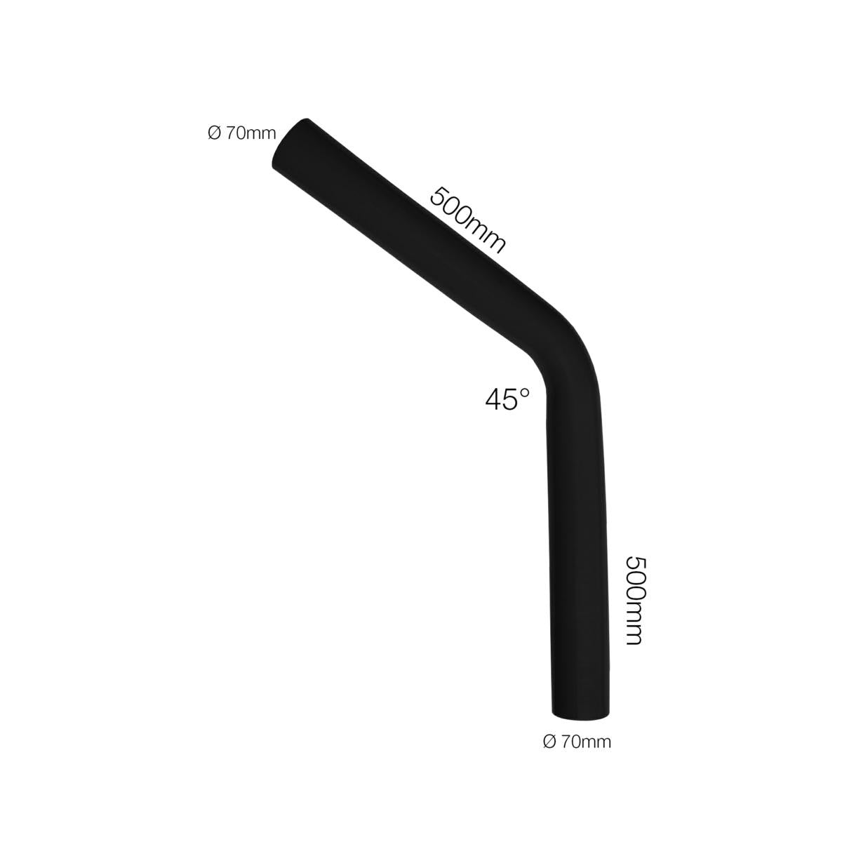 Manicotto con curva 45° + 50CM (per lato) silicone nero rinforzato MANITOR