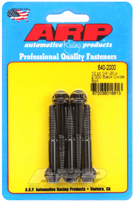 "1/4""-20 x 2.000 12pt black oxide bolts" (5pcs)