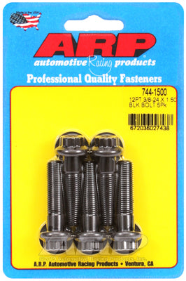 "3/8""-24 x 1.500 12pt 7/16 wrenching black oxide bolts"5pcs