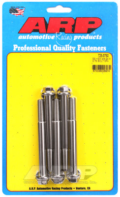 "3/8""-24 x 3.750 hex 7/16 wrenching SS bolts" (5pcs)