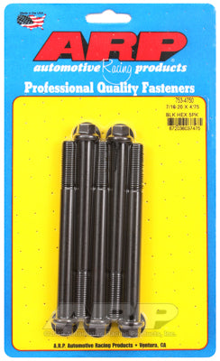 "7/16""-20 x 4.750 hex black oxide bolts" (5pcs)