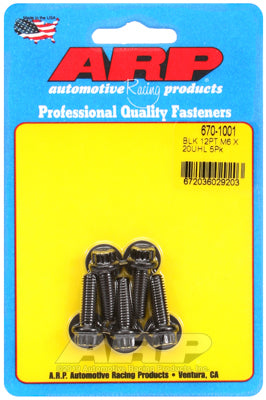 ARP M6 x 1.00 x 20 12pt Black Oxide Bolts (5/pkg)