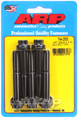 "3/8""-24 x 2.500 12pt 7/16 wrenching black oxide bolts"5pcs