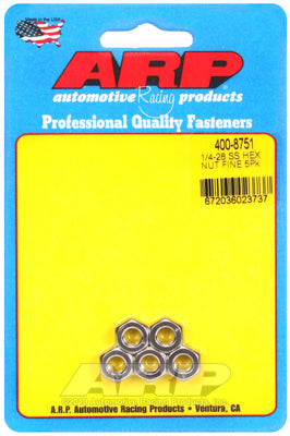 "1/4""-28 SS fine hex nut kit " (5pcs)