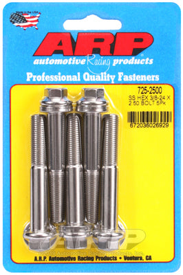 ARP 3/8-24 x 2.500 7/16in Hex Sainless Steel Wrenching Bolts (Pack of 5)