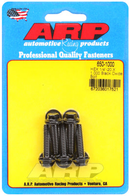 ARP 1/4-20 X 1.000 Hex Black Oxide Bolts