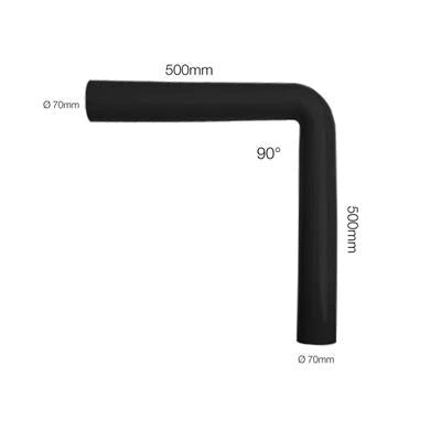 Manicotto con curva 90° + 50CM (per lato) silicone nero rinforzato MANITOR