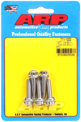 ARP 1/4in-28 x 1.000 12pt SS Bolts (5/pkg)