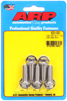 ARP 3/8-16 x 1.000 Hex SS Bolts (5/pkg)