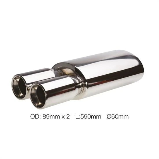 Marmitta rotonda 60mm doppia acciaio inox SIMONI RACING