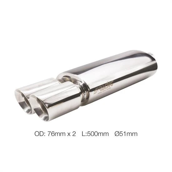 Marmitta rotonda 51mm doppia acciaio inox SIMONI RACING