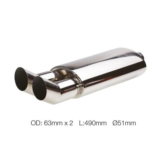 Marmitta rotonda 51mm doppia DTM acciaio inox SIMONI RACING