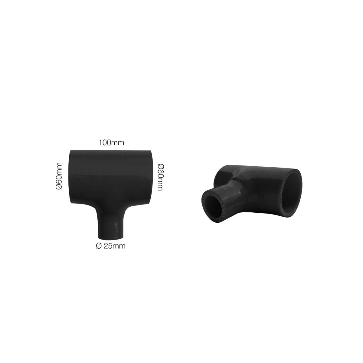 Manicotto a T lunghezza 100MM in silicone nero rinforzato MANITOR