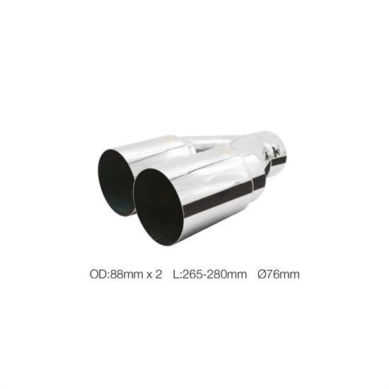 Terminale rotondo 76mm doppio dritto disassato acciaio inox SIMONI RACING