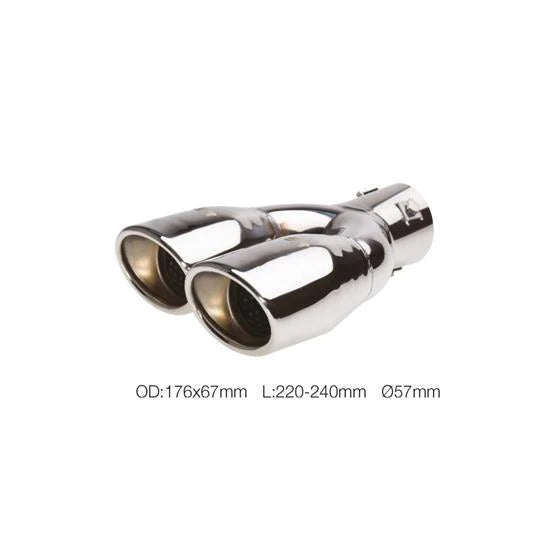 Terminale ovale 57mm doppio inclinato disassato acciaio inox SIMONI RACING