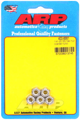 "1/4""-20 SS coarse nyloc hex nut kit" (5pcs)