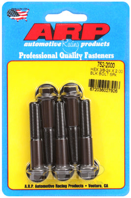"3/8""-24 x 2.000 hex black oxide bolts" (5pcs)