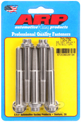 "3/8""-24 x 2.750 12pt SS bolts" (5pcs)