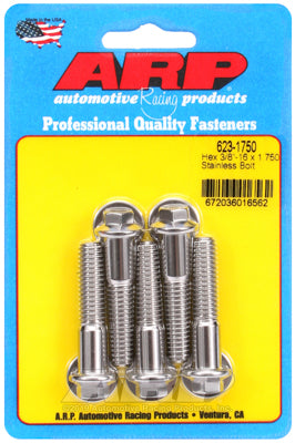 "3/8""-16 x 1.750 hex SS bolts" (5pcs)