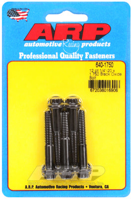 "1/4""-20 x 1.750 12pt black oxide bolts" (5pcs)