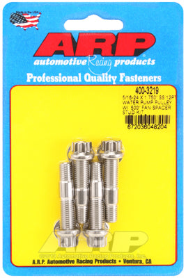 ARP 5/16-24x1.750 SS 12pt WP pulley w/ .500" fan spcr stud