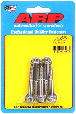 ARP M6 x 1.00 x 40 SS 12pt Bolts (5/pkg)