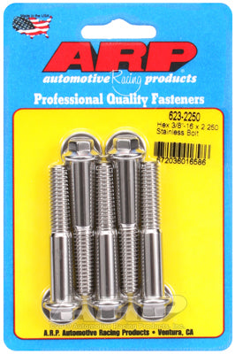 "3/8""-16 x 2.250 hex SS bolts" (5pcs)