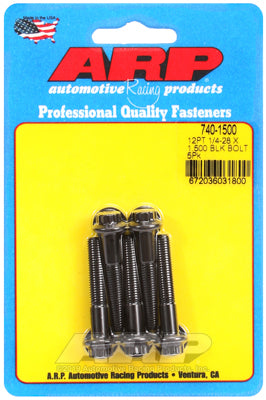 ARP 1/4-28 X 1.500in UHL 12pt Black Hex Nut Kit (5/PKG)