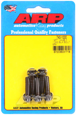 ARP 1/4-28 X 1.000in UHL 12pt Black Hex Nut Kit (5/PKG)