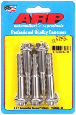 "3/8""-16 x 2.250 12pt 7/16 wrenching SS bolts" (5pcs)
