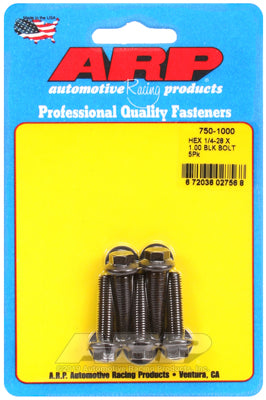 ARP 1/4-28 x 1.000 Hex Black Oxide Bolts (5/pkg)