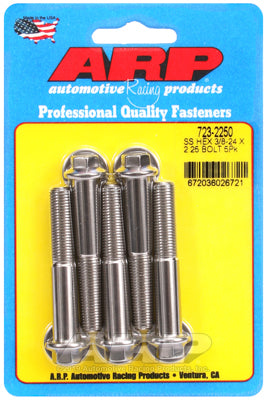 "3/8""-24 x 2.250 hex SS bolts" (5pcs)