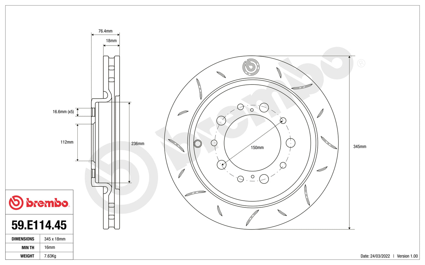 Disco Brembo Sport 59.E114.45 - Autobox