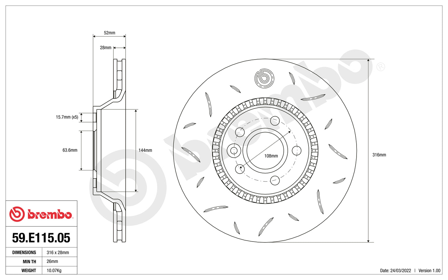 Disco Brembo Sport 59.E115.05 - Autobox
