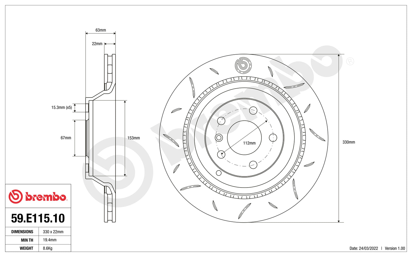 Disco Brembo Sport 59.E115.10 - Autobox