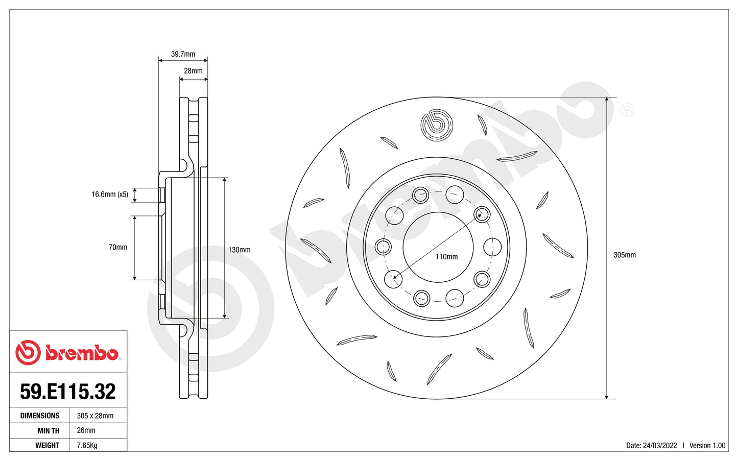Disco Brembo Sport 59.E115.32 - Autobox