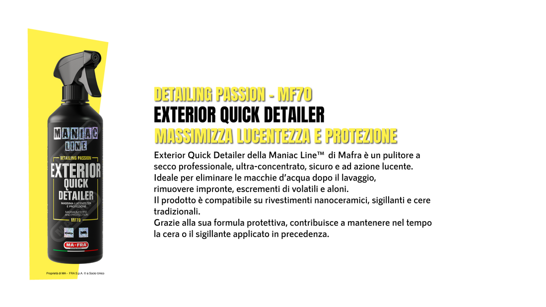 EXTERIOR QUICK DETAILER - Pulitore a secco 3in1: Pulisce, Lucida E Protegge la tua auto ManiacLine - Autobox