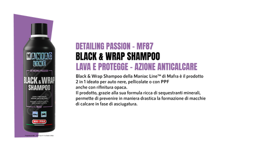 BLACK WRAP SHAMPOO - Lava e protegge l'auto con azione anticalcare | Maniacline - Autobox