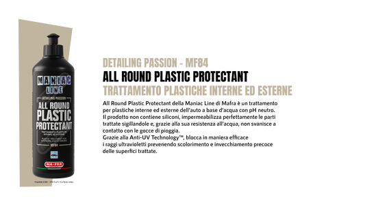 ALL ROUND PLASTIC PROTECTANT - Trattamento per plastiche interne ed esterne auto | ManiacLine - Autobox