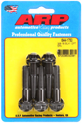 "3/8""-16 x 1.750 12pt 7/16 wrenching black oxide bolts"5pcs