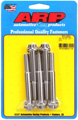 "3/8""-16 x 3.000 12pt 7/16 wrenching SS bolts" (5pcs)