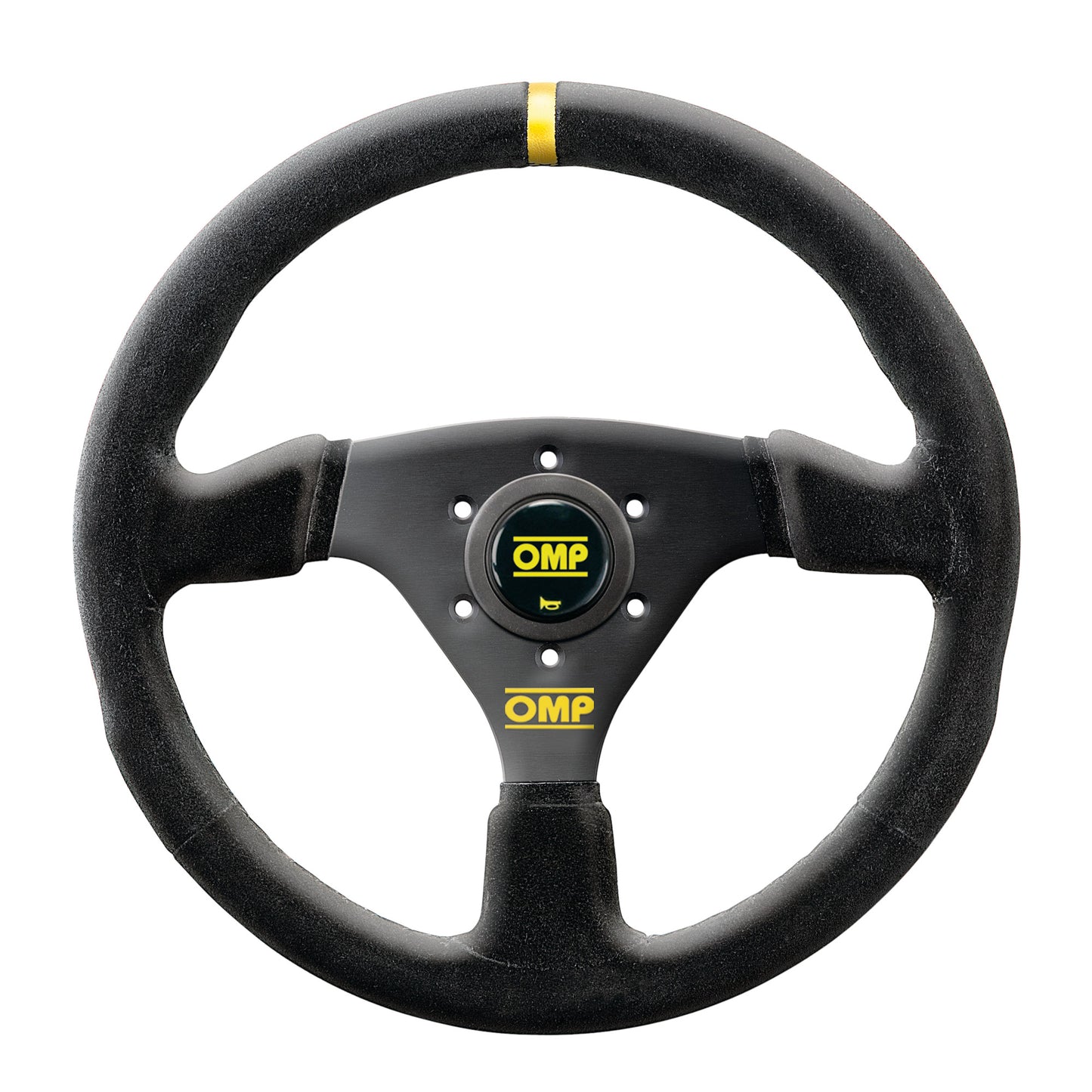 Volante da Corsa piatto Targa in pelle scamosciata OMP