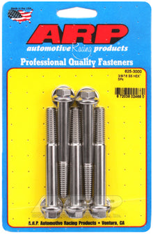 "3/8""-16 x 3.000 hex 7/16 wrenching SS bolts" (5pcs)