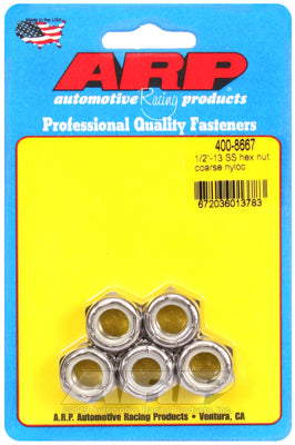 "1/2""-13 SS coarse nyloc hex nut kit" (5pcs)